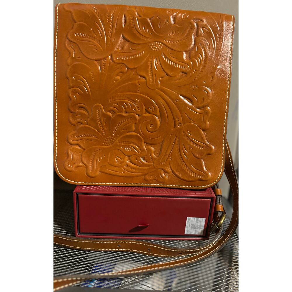 Patricia Nash Granada Crossbody - Tan Tooled Leather
